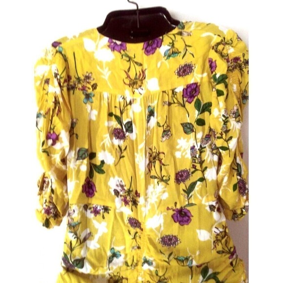 Skylar + Madison Dress Size Med Yellow Floral Sunshine Days V Neck Ruched Front - Picture 4 of 6